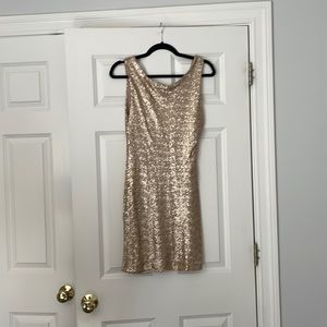 Gold sequin mini dress